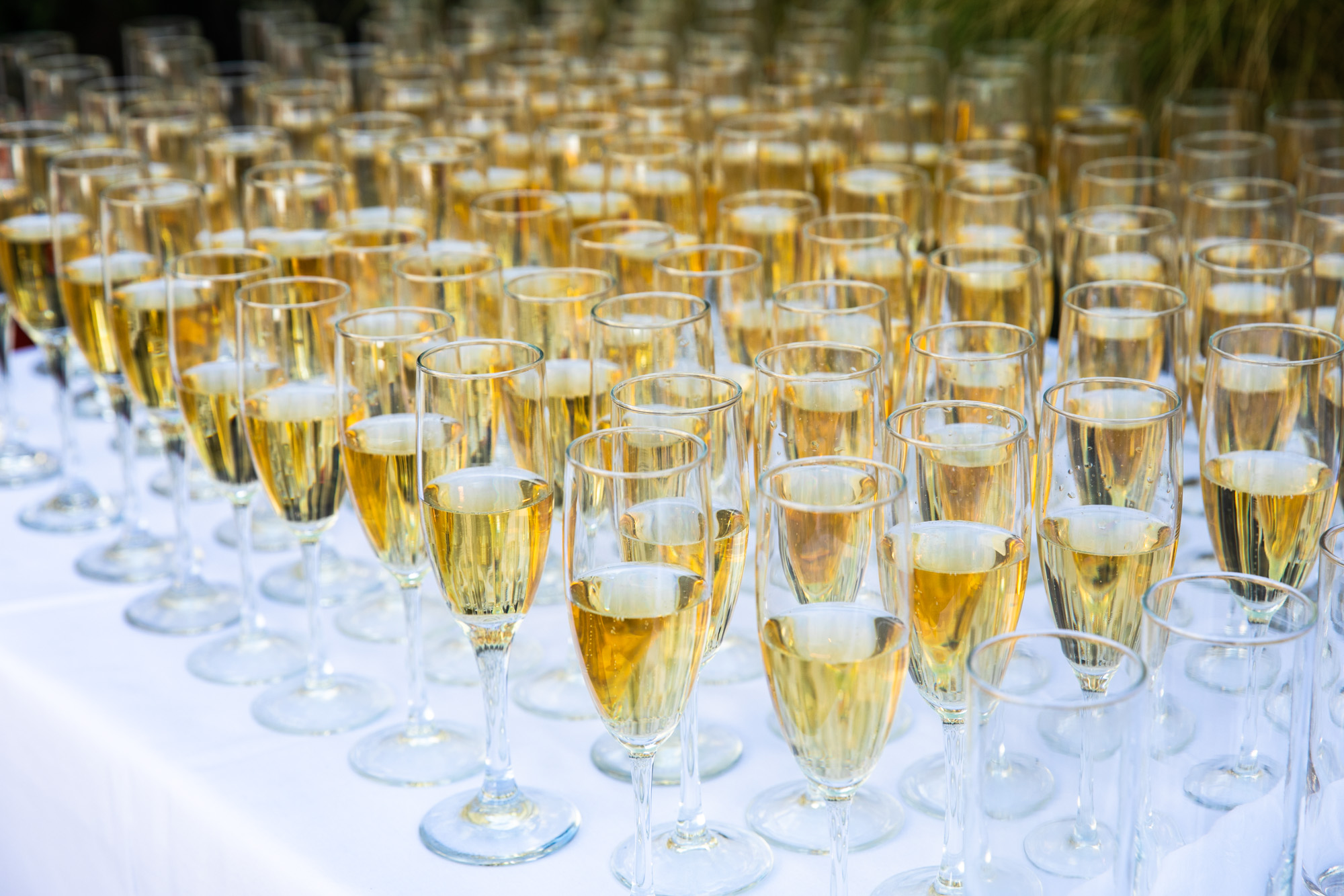 Champagne table during cocktail hour at The Penny, San Luis Obispo.