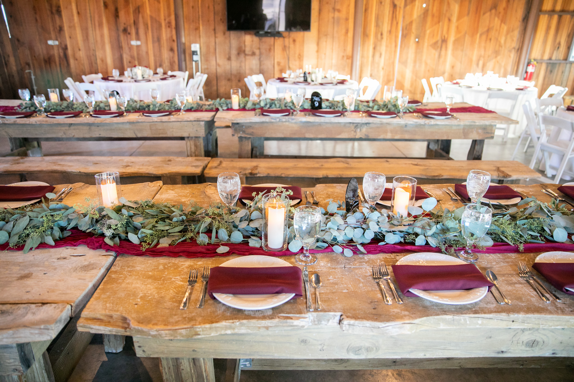 Dinner setting at Oyster Ridge, CA wedding.