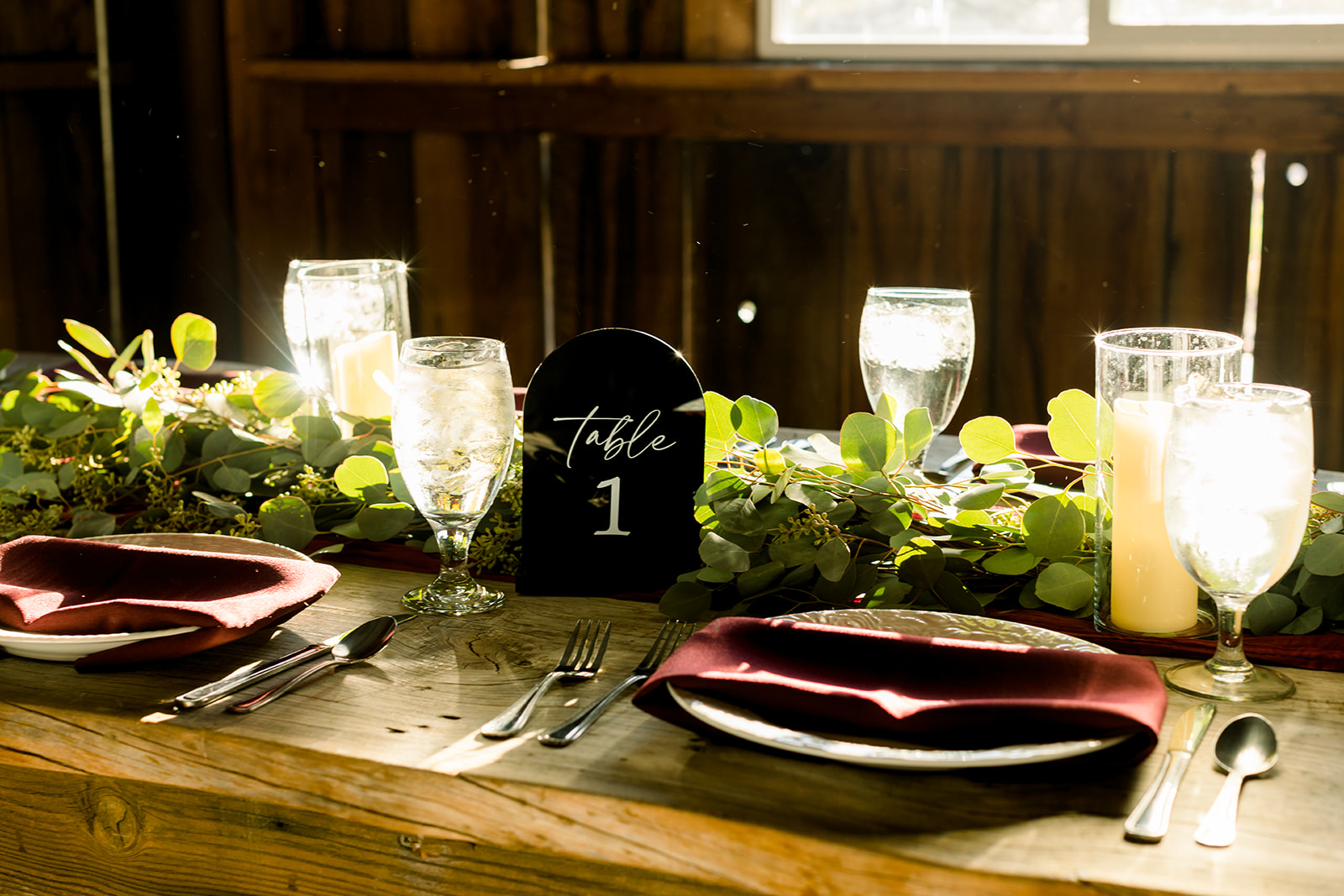 Ethan & Lyndsey Table setting at wedding on the Central Coast of California at Oyster Ridge