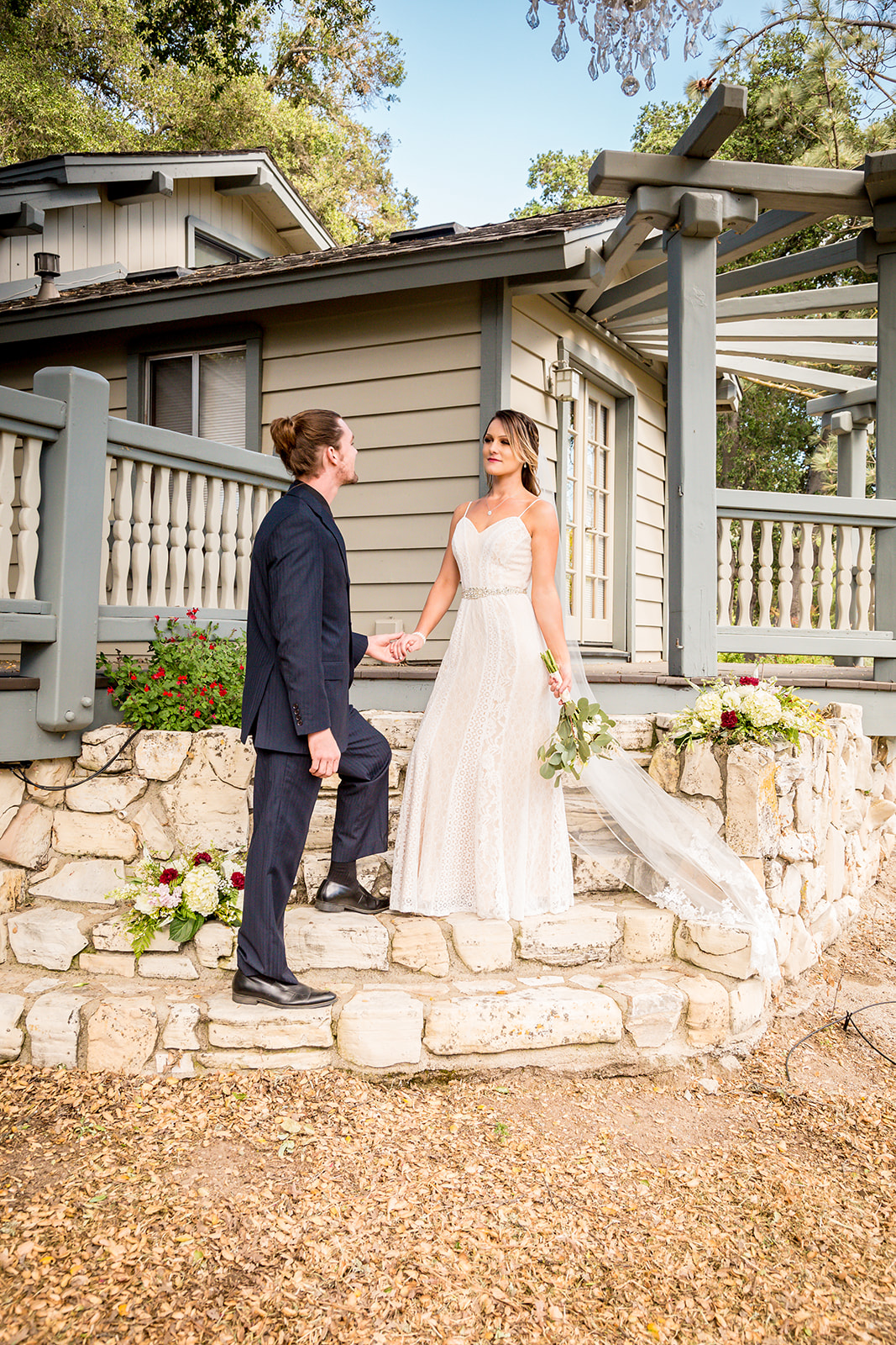 Portrait of bride and groom at small wedding on the Central Coast of California.