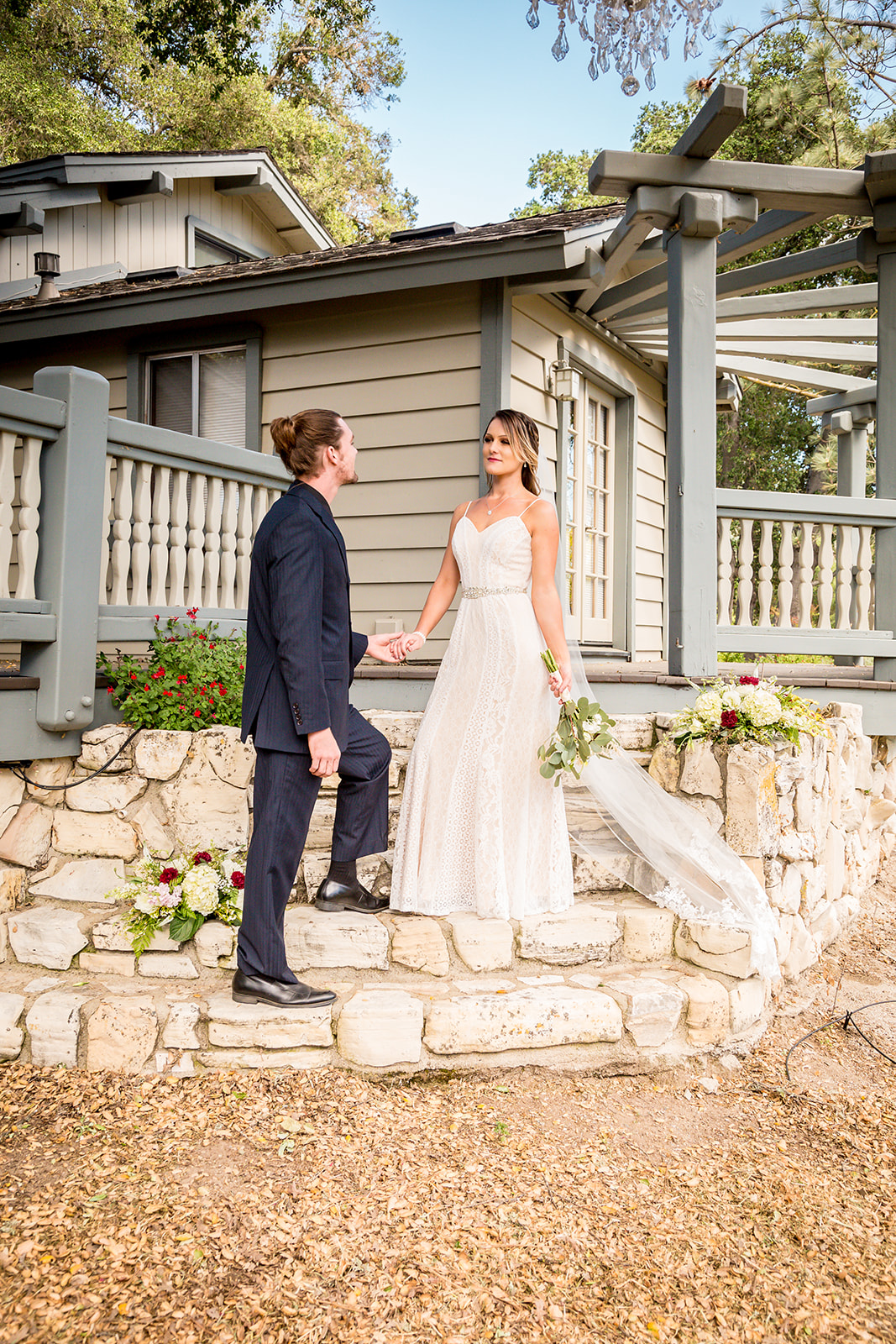 Atascadero Lodge Styled Shoot 2019 Portrait of bride and groom at small wedding on the Central Coast of California.