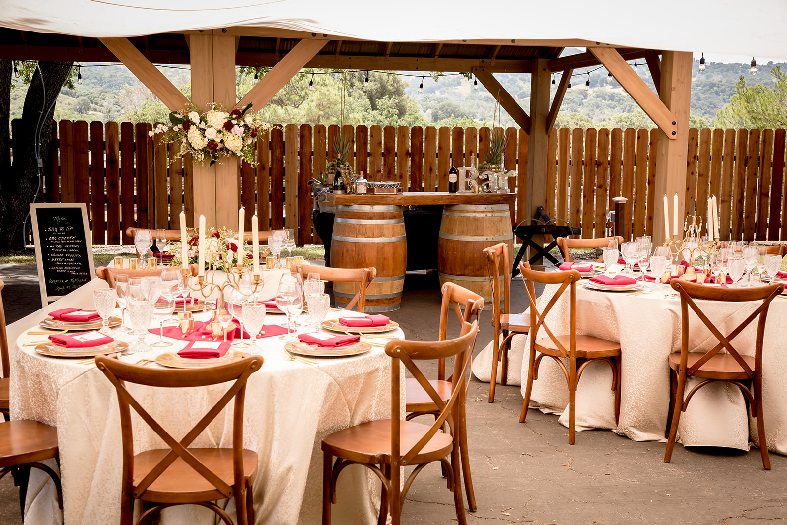 Intimate reception site at small wedding venue in San Luis Obispo County.