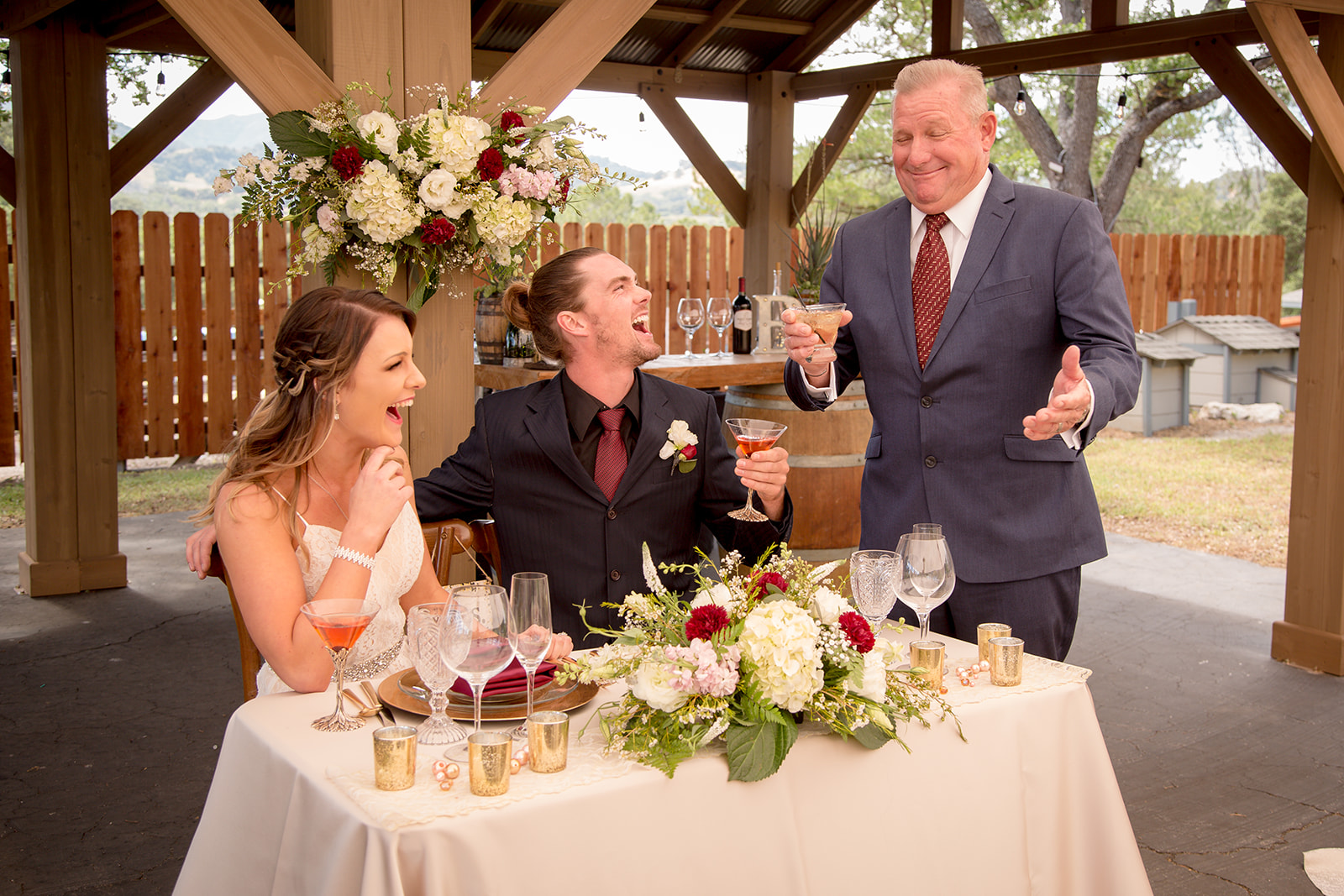 Atascadero Lodge Styled Shoot 2019 Sweetheart table at intimate wedding in San Luis Obispo County.