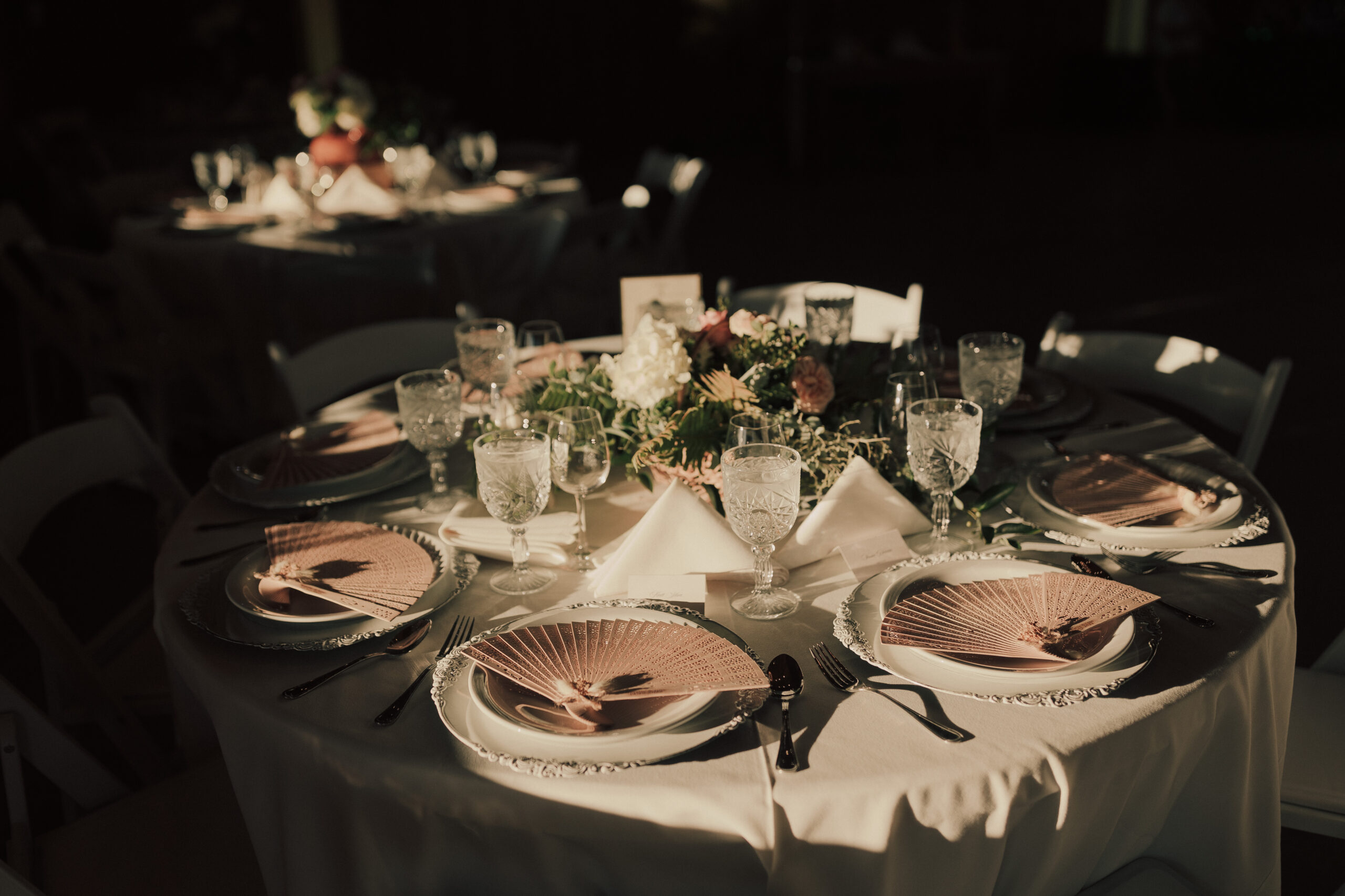 Guest tables at Central Coast wedding at Herrera Barn in California