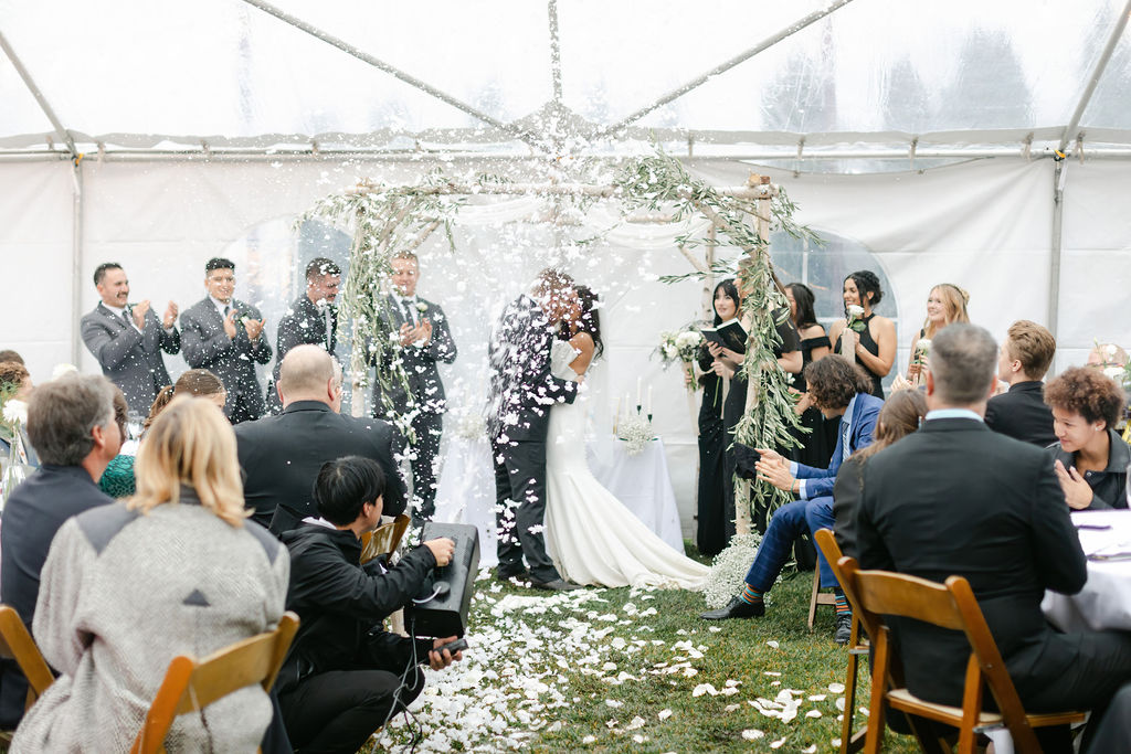 First kiss at Grace Maralyn wedding in Atascadero, CA.